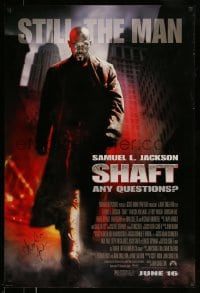 1b035 SHAFT signed advance 1sh 2000 by Christian Bale, great image of tough Samuel L. Jackson!