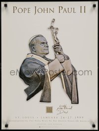 1b058 DON WIEGAND signed 18x24 special poster 1999 St. Louis art exhibit on Pope John Paul II