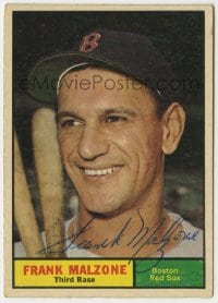 1b648 FRANK MALZONE signed baseball card 1961 the Boston Red Sox third baseman holding two bats!!