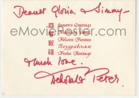 1b652 DEBORAH KERR signed 5x6 UNICEF Christmas card 1980 sent by her to Gloria & Jimmy Stewart!