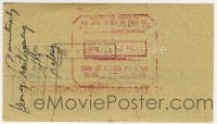 1b676 GEORGE MONTGOMERY signed 4x6 canceled check 1952 getting paid $500 from Jerome P. Rosenthal!