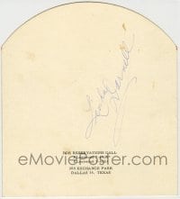 1b636 LINDA DARNELL signed 7x8 wine list 1950s from La Tunisia Restaurant, she signed the back!