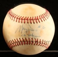 1b640 MAURY WILLS signed baseball 1970s the professional Los Angeles Dodgers shortstop all-star MVP!