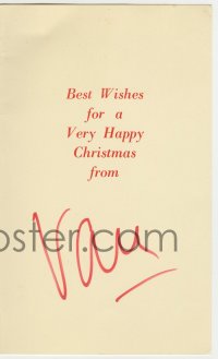 1b655 VAN JOHNSON signed 5x8 Christmas card 1960s it promoted The Music Man, which he starred in!