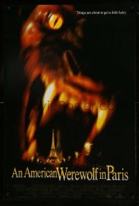 1c077 AMERICAN WEREWOLF IN PARIS DS 1sh 1997 horror image of giant werewolf & Eiffel Tower!