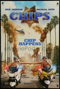 1c184 CHIPS teaser DS 1sh 2017 motorcycle cops Dax Shepard, Michael Pena, CHIP happens!