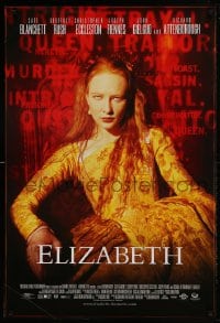 1c292 ELIZABETH int'l DS 1sh 1998 close up image of Cate Blanchett as England's queen!