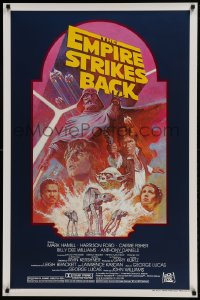 1c009 EMPIRE STRIKES BACK studio style 1sh R1982 George Lucas sci-fi classic, cool artwork by Tom Jung!