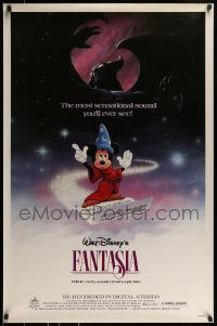 1c305 FANTASIA 1sh R1985 Mickey from Sorcerer's Apprentice & Chernabog from Night on Bald Mountain