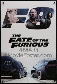 1c315 FATE OF THE FURIOUS teaser DS 1sh 2017 Vin Diesel, Dwayne Johnson, cars at the starting line!