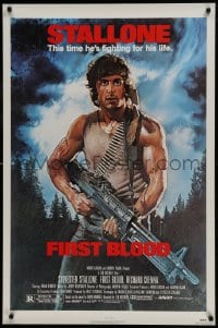 1c323 FIRST BLOOD 1sh 1982 artwork of Sylvester Stallone as John Rambo by Drew Struzan!