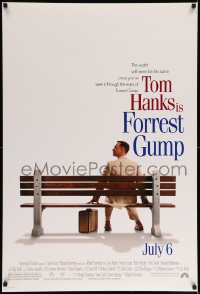 1c332 FORREST GUMP advance DS 1sh 1994 Tom Hanks sits on bench, Robert Zemeckis classic!