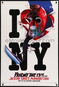 1c339 FRIDAY THE 13th PART VIII recalled teaser 1sh 1989 Jason Takes Manhattan, I love NY in July!