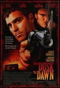 1c341 FROM DUSK TILL DAWN 1sh 1995 George Clooney with smoking gun & Quentin Tarantino, vampires!
