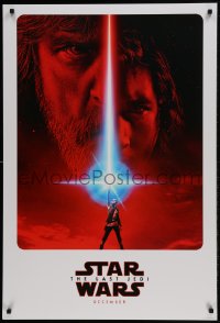 1c038 LAST JEDI teaser DS 1sh 2017 Star Wars, incredible sci-fi image of Hamill, Driver & Ridley!