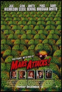 1c603 MARS ATTACKS! int'l advance 1sh 1996 directed by Tim Burton, great image of brainy aliens!
