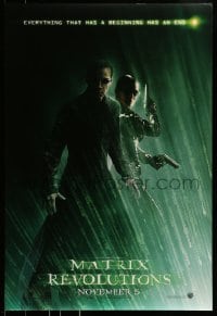 1c617 MATRIX REVOLUTIONS teaser DS 1sh 2003 Keanu Reeves as Neo & Carrie-Anne Moss as Trinity w/guns