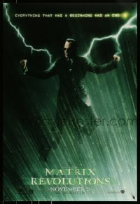1c615 MATRIX REVOLUTIONS teaser DS 1sh 2003 image of Hugo Weaving as Agent Smith flying!