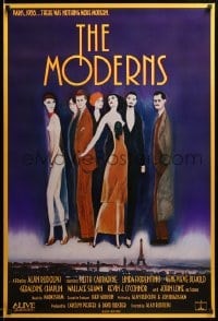 1c641 MODERNS 1sh 1988 Alan Rudolph, cool artwork of trendy 1920's people by star Keith Carradine!