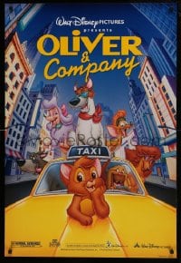 1c681 OLIVER & COMPANY DS 1sh R1996 Disney cartoon cats & dogs in New York City!