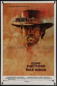 1c689 PALE RIDER 1sh 1985 alternate C. Michael Dudash art of Clint Eastwood with people on his hat