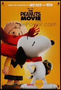 1c696 PEANUTS MOVIE style C advance DS 1sh 2015 great image of Charlie Brown, pilot Snoopy!