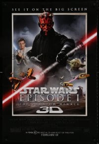 1c025 PHANTOM MENACE advance DS 1sh R2012 Star Wars Episode I in 3-D, different image of Darth Maul!
