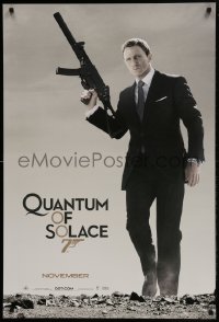 1c733 QUANTUM OF SOLACE teaser 1sh 2008 Daniel Craig as Bond with silenced H&K UMP submachine gun!