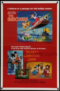 1c739 RESCUERS/MICKEY'S CHRISTMAS CAROL 1sh 1983 Disney package for the holiday season!