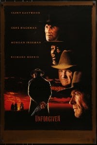 1c932 UNFORGIVEN DS 1sh 1992 gunslinger Clint Eastwood, Gene Hackman, Morgan Freeman, Harris!