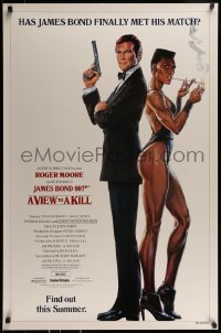 1c945 VIEW TO A KILL advance 1sh 1985 art of Roger Moore & Jones by Goozee over white background!
