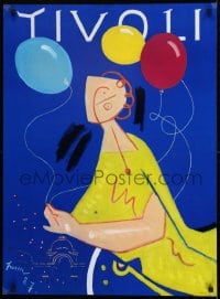1d187 TIVOLI 25x33 Danish travel poster 1987 art of a person with balloons by Freddie Wilhelm!