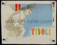 1d183 TIVOLI printer's test 16x20 Danish travel poster 1948 early test printing, Bogelund clown art