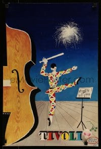 1d186 TIVOLI 16x24 Danish travel poster 1985 different musical cello artwork by Helge Refn!