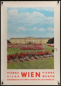 1d191 VIENNA Austrian 24x35 travel poster 1960s cool image of palace at Schonbrunn!