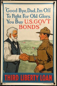 1d089 THIRD LIBERTY LOAN 20x30 WWI war poster 1917 soldier tells his dad to buy bonds!