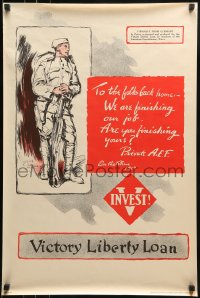 1d090 TO THE FOLKS BACK HOME 20x30 WWI war poster 1919 soldier w/rifle by Cyrus Leroy Baldridge!