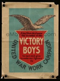1d092 UNITED WAR WORK CAMPAIGN 9x12 WWI war poster 1918 Victory Boys, incredible eagle art!