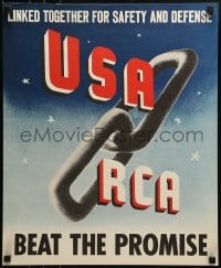 1d102 USA RCA 18x22 WWII war poster 1940s WWII, linked together for safety & defense!