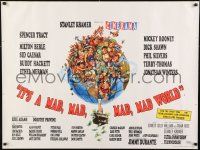 1f002 IT'S A MAD, MAD, MAD, MAD WORLD style A Cinerama British quad 1964 Davis art, day-glo, rare!