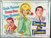 1f004 SEND ME NO FLOWERS British quad 1964 different art of Rock Hudson, Doris Day & Tony Randall!