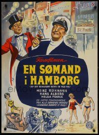 1f467 AUF DER REEPERBAHN NACHTS UM HALB EINS Danish 1955 artwork of Albert & top cast by K. Wenzel