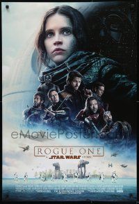1f021 ROGUE ONE advance DS 1sh 2016 A Star Wars Story, cast montage with brown title design