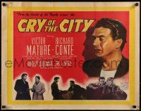 1f024 CRY OF THE CITY English 1/2sh 1948 different film noir art of Victor Mature, Richard Conte!