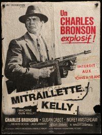 1f075 MACHINE GUN KELLY French 23x30 R1960s image of tough Charles Bronson w/ gun, Roger Corman!
