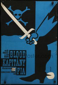 1f451 SON OF CAPTAIN BLOOD Hungarian 16x23 1964 pirate Sean Flynn, Jolly Roger by Gyozo Varga!