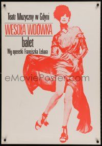 1f717 WESOLA WDOWKA stage play Polish 26x38 1979 cool red full-length image of sexy dancer!