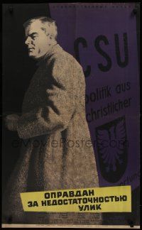 1f591 FREISPRUCH MANGELS BEWEISES Russian 22x35 1963 cool Shamash artwork of man in coat!