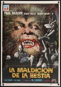 1f110 NIGHT OF THE HOWLING BEAST Spanish 1977 Paul Naschy, artwork of monster and sexy girls!