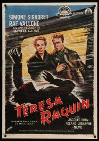 1f114 THERESE RAQUIN Spanish 1953 Marcel Carne, different art of Signoret & Vallone by V.M. Xanez!